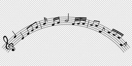 Musical notes melody on transparent backgroundのイラスト素材