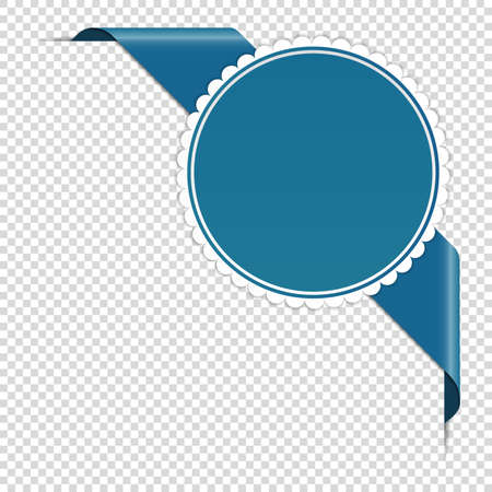 Blue corner ribbon banner isolated on transparent backgroundのイラスト素材