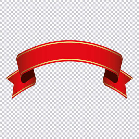 Red ribbon banner on transparent backgroundのイラスト素材