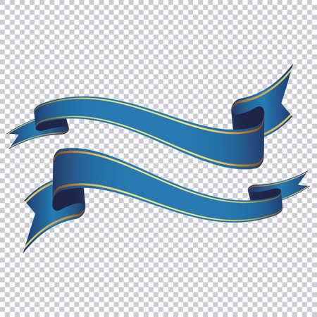Blue ribbon banner on transparent backgroundのイラスト素材