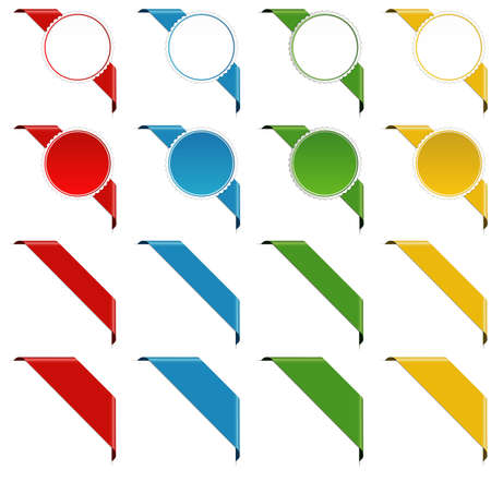 Set of different colored corner ribbon bannersのイラスト素材