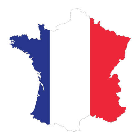 Vector political map of France with flag isolated on white backgroundのイラスト素材