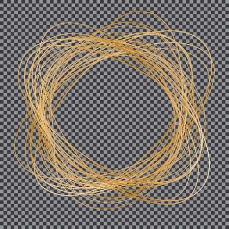 Golden round frame isolated on transparent backgroundのイラスト素材