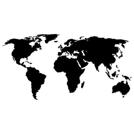 Black political world map on white backgroundのイラスト素材