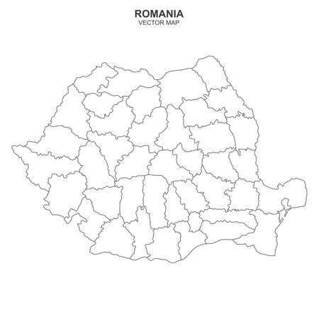Political map of Romania isolated on white backgroundのイラスト素材