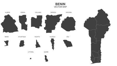 Vector map of Benin with states on white backgroundのイラスト素材
