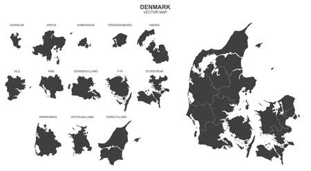 Vector map of Denmark on white backgroundのイラスト素材
