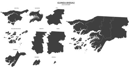 Political map of Guinea-Bissau on white backgroundのイラスト素材