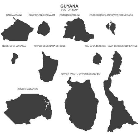 Political map of Guyana on white backgroundのイラスト素材