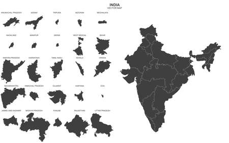 Vector map of India isolated on white backgroundのイラスト素材