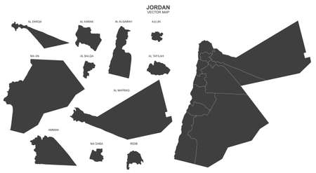 Political map of Jordan isolated on white backgroundのイラスト素材