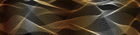Abstract gold wave lines on dark background
