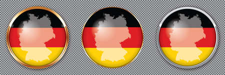 Round buttons with flag of Germany on transparent backgroundのイラスト素材