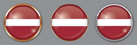 Round buttons with flag of Latvia on transparent backgroundのイラスト素材
