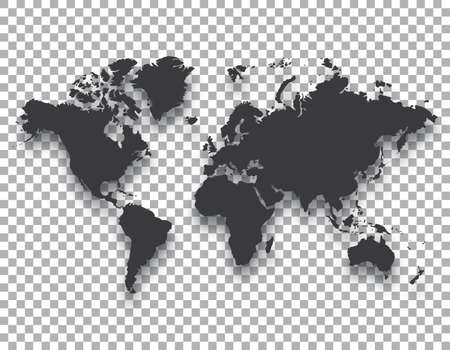 Vector of World map with shadow on - ID:1-145527709 - Royalty Free ...
