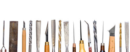 Set of craft tools isolated on white background
