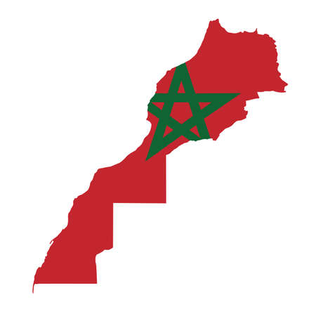 Vector map flag of Morocco isolated on white backgroundのイラスト素材