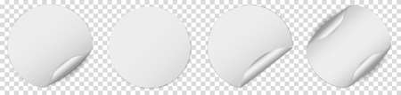 Set of white round sticker banner on white backgroundのイラスト素材