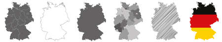 set of vector maps of Germany on white backgroundのイラスト素材