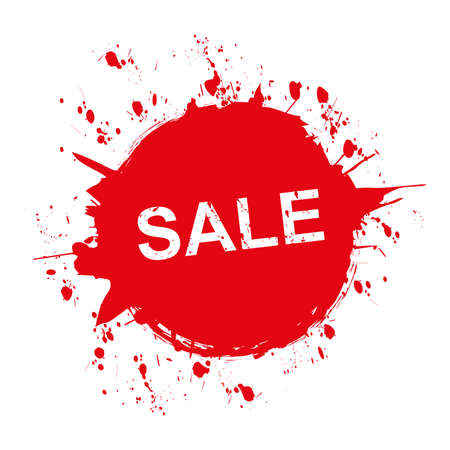 SALE - red brush painted ink stamp banner on white backgroundのイラスト素材