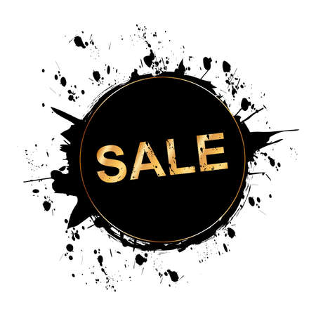 SALE - round brush painted ink stamp banner on white backgroundのイラスト素材