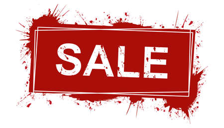 SALE - red brush painted ink stamp banner on white backgroundのイラスト素材