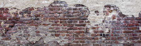 background of old red brick wall. Texture of grunge brickwork