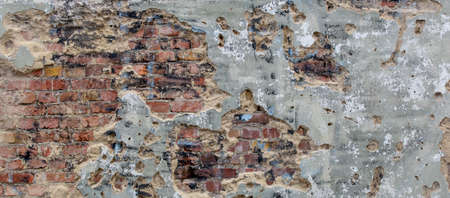 background of old red brick wall. Texture of grunge brickworkの写真素材