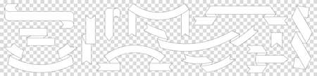 set of white ribbon banner label on transparent backgroundのイラスト素材