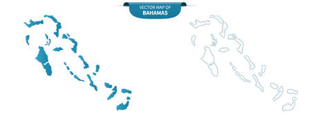 blue colored political maps of Bahamas isolated on white backgroundのイラスト素材