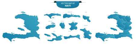 blue colored political maps of Haiti isolated on white backgroundのイラスト素材