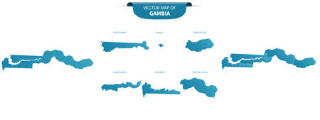 blue colored political maps of Gambia isolated on white backgroundのイラスト素材