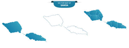 blue colored political maps of Samoa isolated on white backgroundのイラスト素材