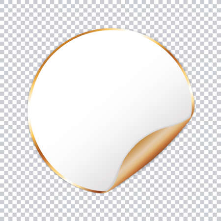 white round sticker banner with gold frame and gold corner on transparent backgroundのイラスト素材
