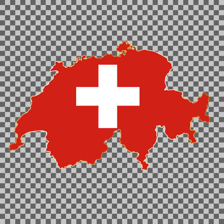 vector flag map of Switzerland with gold frame isolated on white backgroundのイラスト素材