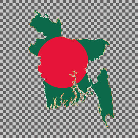 vector flag map of Bangladesh with gold frame isolated on white backgroundのイラスト素材