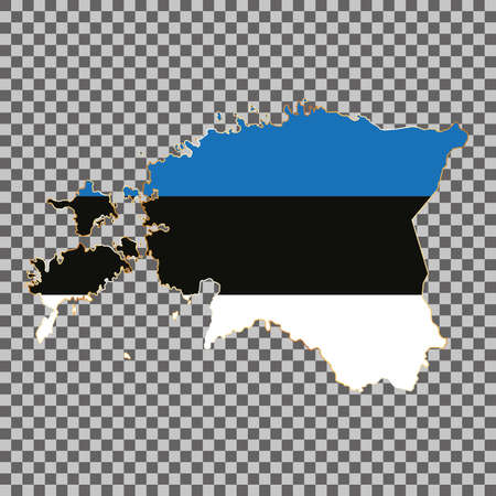 vector flag map of Estonia with gold frame isolated on white backgroundのイラスト素材