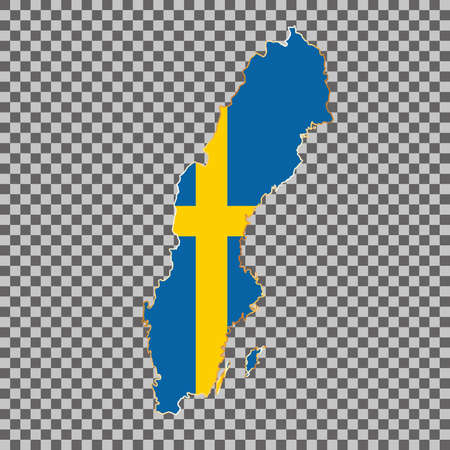 vector flag map of Sweden with gold frame isolated on white backgroundのイラスト素材