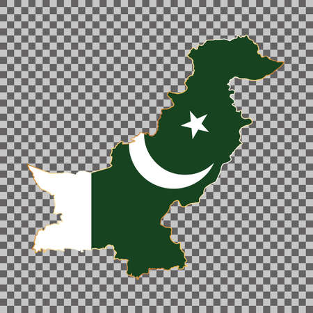 vector flag map of Pakistan with gold frame isolated on white backgroundのイラスト素材
