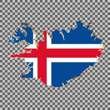 vector flag map of Iceland with gold frame isolated on white backgroundのイラスト素材