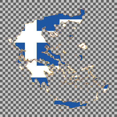 vector flag map of Greece with gold frame isolated on white backgroundのイラスト素材