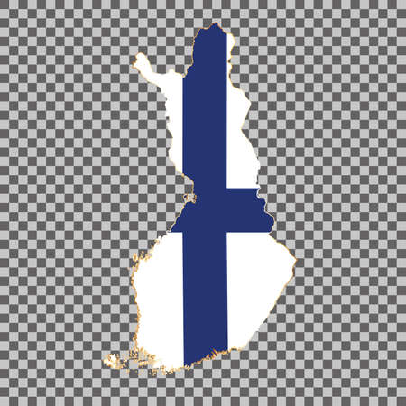vector flag map of Finland with gold frame isolated on white backgroundのイラスト素材