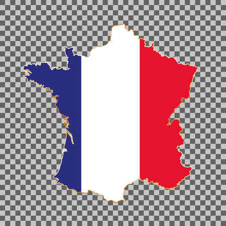 vector flag map of France with gold frame isolated on white backgroundのイラスト素材