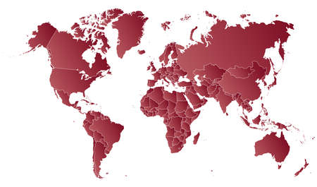 High detail political world map with country borders. vector illustration of earth mapのイラスト素材