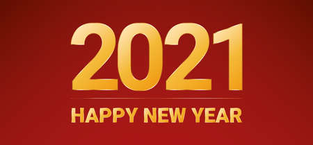 2021 Happy New Year banner on red background