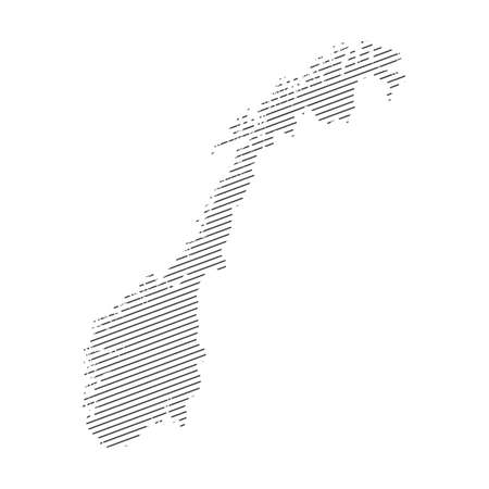 lines map of Norway isolated on white backgroundのイラスト素材