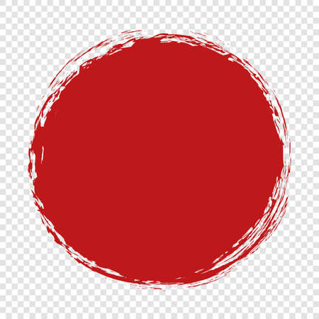 red round brush painted circle banner on transparent backgroundのイラスト素材