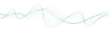 abstract vector green wave lines on white backgroundのイラスト素材
