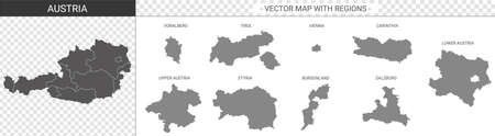 vector political maps of Austria with regions on white backgroundのイラスト素材