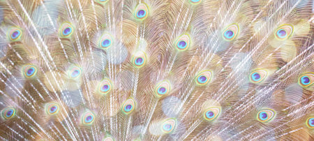 Peacock feathers and light effectsの写真素材